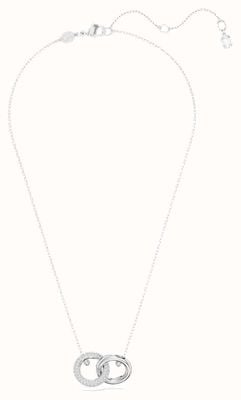 Swarovski Dextera Interlocking Hoop Pendant Necklace Rhodium Plated White Crystals 5670251