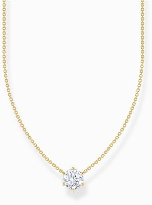 Thomas Sabo White Zirconia Solitaire Gold-Plated Sterling Silver Necklace 45cm KE2210-414-14-L45V