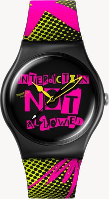 Swatch Modo Distorsión (41 mm) esfera impresa en negro / correa de silicona impresa en negro SO32B121