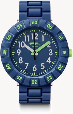 Flik Flak | Solo Dark Blue | Blue Plastic Strap | Blue Dial | FCSP086