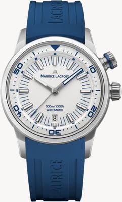 Maurice Lacroix Pontos s Taucheruhr automatisch (42mm) weißes Zifferblatt / blaues Gummi Multi-Strap-Set Uhr PT6248-SS00L-130-4