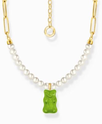 Thomas Sabo x HARIBO Green Goldbear Gold-Plated Sterling Silver Pearl Necklace 45cm KE2207-430-6-L45V