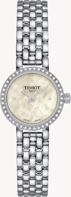 Tissot Hübsches rundes (19,5 mm) Perlmutt-Diamant-Zifferblatt für Damen / Edelstahlarmband T1400096111600