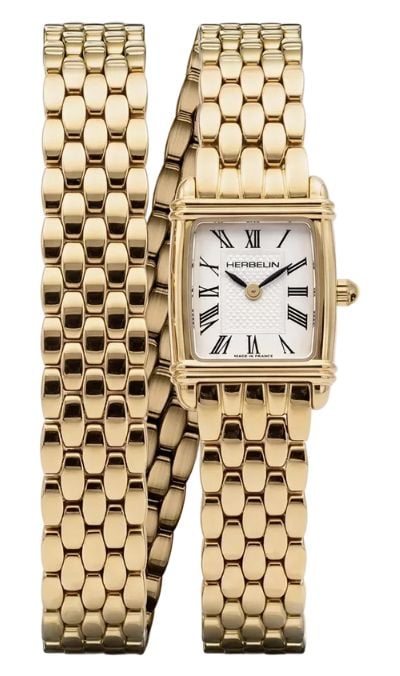 Herbelin Art-déco-Quarzwerk (17,8 mm) silbernes Guilloché- uhr
