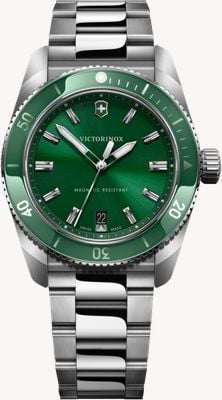 Victorinox Maverick石英表 (39毫米) 绿色表盘 / 不锈钢表链 242096