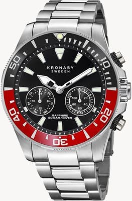 Kronaby DIVER Hybrid Smartwatch (45.7mm) Black Dial / Stainless Steel Bracelet S3778/3