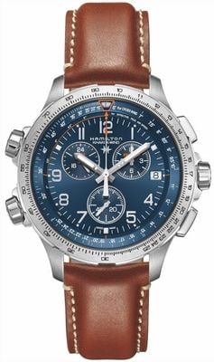 Hamilton Khaki Aviation X-Wind GMT Chrono *Mission Impossible - 2025* (46mm) Blue Dial / Brown Leather Strap H77922541