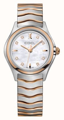 EBEL Wave lady - tarcza z masy perłowej z 8 diamentami (30 mm) / 18-karatowe różowe złoto i stal nierdzewna 1216324