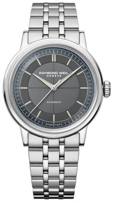 Raymond Weil Millesime automático con segundero central (39 mm), esfera antracita / brazalete de acero inoxidable 2925-ST-60011