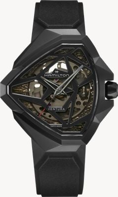 Hamilton Ventura edge skeleton auto (47mm) gradiënt-effect skeleton wijzerplaat / zwarte rubberen band H24645330