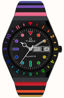 Timex Zegarek Q timex tęczowy 36 mm z paskiem rozszerzającym ze stali nierdzewnej TW2V65900