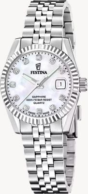 Festina Klassische Schweizer Quarzuhr (29 mm) mit Perlmuttzifferblatt und Edelstahlarmband F20087/1