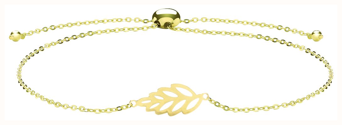 James Moore TH Women's 9ct Yellow Gold Leaf Pull Style Bracelet BR636