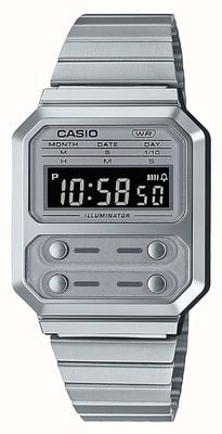 Casio Collection Vintage Stainless Steel Digital Watch A100WE-7BEF