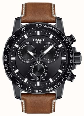 Tissot Supersport chronograaf (45,5 mm) zwarte wijzerplaat / bruin leer T1256173605101