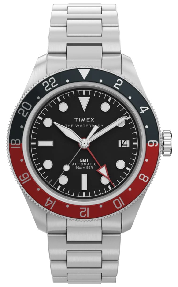 Timex Waterbury Heritage Automatic GMT 415mm Black Dial Watch Timex Waterbury Heritage Automatic GMT 415mm Black Dial Watch
