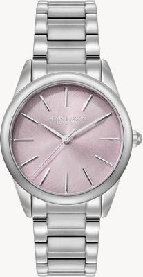 Olivia Burton Leuchtendes (34 mm) rosa Zifferblatt / Edelstahlarmband 24000238