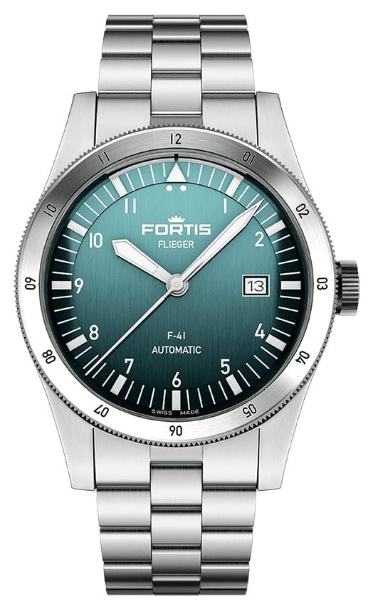 FORTIS Flieger F41 Automatic Petrol 41mm Stainless Steel Watch