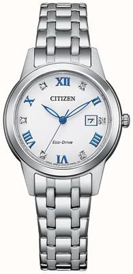 Citizen Women's Silhouette Crystal Eco-Drive White Dial Stainless Steel Bracelet FE1240-81A