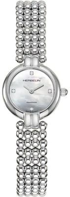 Herbelin Damen Perles Mini (21 mm) weißes Perlmuttzifferblatt / Edelstahlarmband 17433B89
