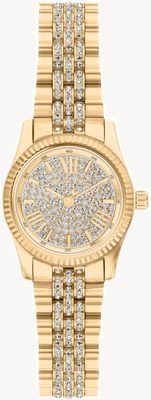 Michael Kors Lexington petite cristal (26 mm) cadran serti de cristaux dorés / bracelet en acier inoxydable plaqué or MK7575