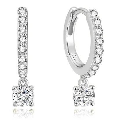 Ania Haie Silver Dangling Sparkle Huggie Hoop Earrings E075- Jewellery