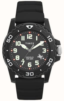 Timex Style plongeur (42 mm) cadran noir / bracelet en silicone noir TW5M61200