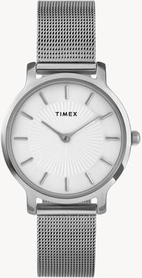 Timex Transcend (34mm) Silver-White Dial / Stainless Steel Mesh Bracelet TW2Y10200