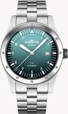 FORTIS Flieger F-41 Automatic Petrol (41mm) Stainless Steel Block Bracelet F4220021