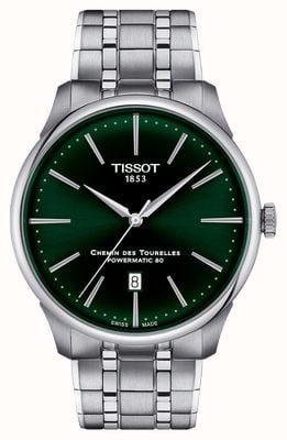 Tissot Chemin des tourelles | powermatic 80 | groene wijzerplaat | roestvrijstalen armband T1394071109100