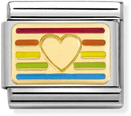Nomination Classic PLATES Steel Enamel And 18k Gold Rainbow HEART Flag Charm 030263/24