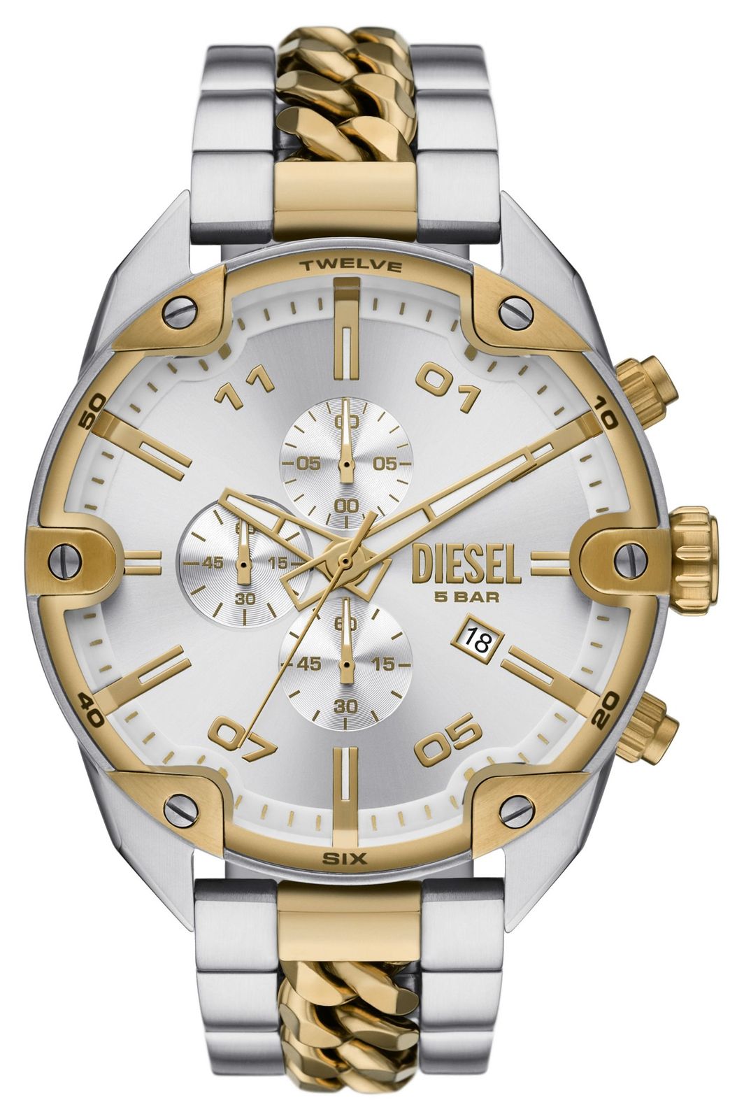Diesel Cadran argentÃ© Ã  pointes (49 mm) / bracelet en montre