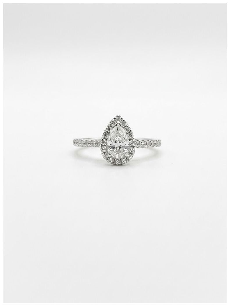 James Moore & Co 0.36ct Pear Natural Diamond Platinum Halo Jewellery