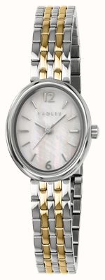 Radley Montre à quartz ovale à trois aiguilles (21,5 mm), cadran en nacre, bracelet bicolore en acier inoxydable RY4693