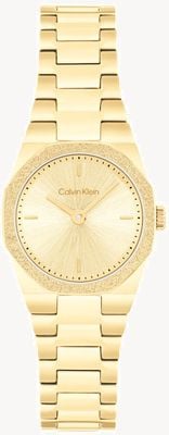 Calvin Klein Geometryczna elegancja (23 mm) złota tarcza / bransoleta ze stali nierdzewnej z powłoką PVD 25100142