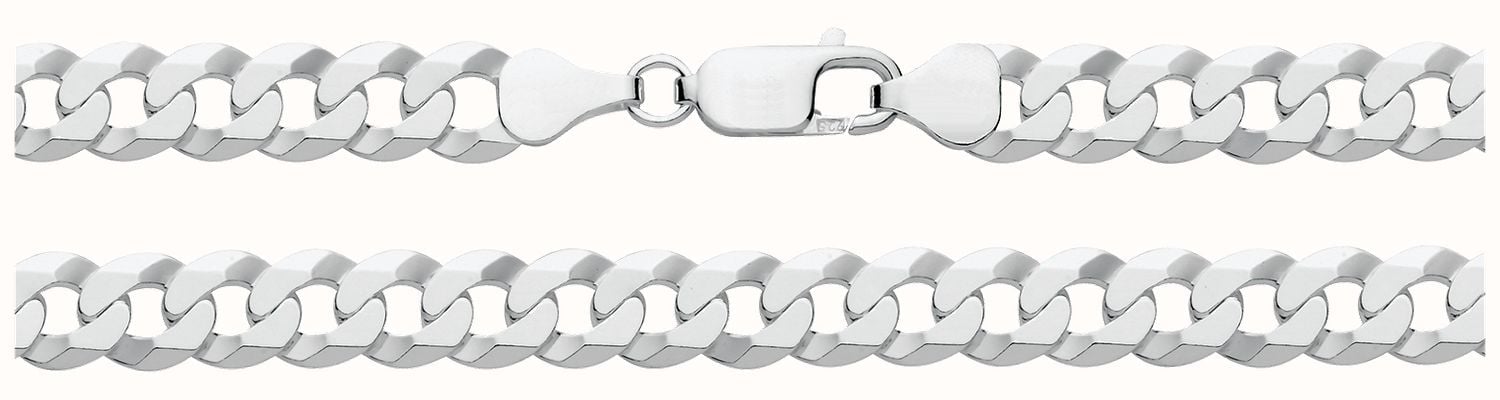 James Moore TH Sterling Silver Flat Bevelled Curb Chain 22" G1352/22