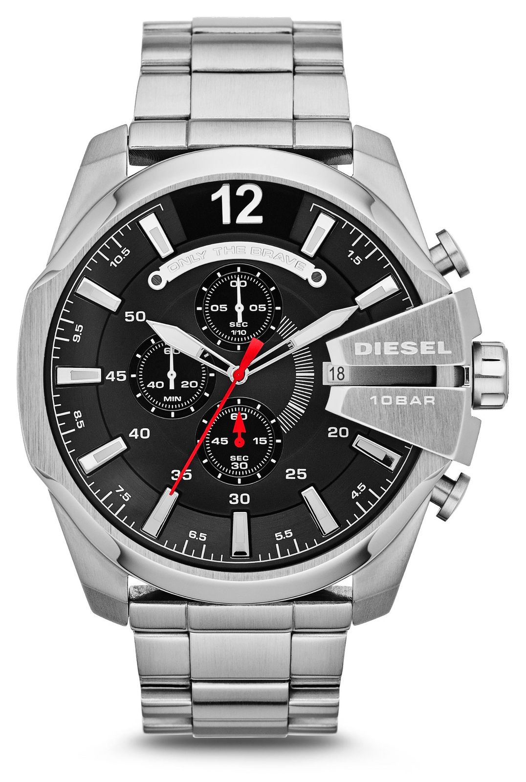 Diesel Mega Chief Herrenuhr Aus Edelstahl Mit Schwarzem Uhr