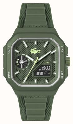Lacoste Relógio LC33 quadrado multifuncional (35 mm) com mostrador verde e pulseira de silicone verde. 2011505