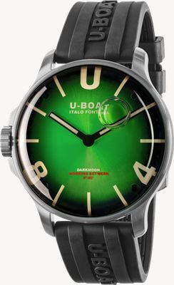U-Boat Darkmoon ss (46,5 mm) quadrante verde soleil nobile / cinturino in gomma vulcanizzata nera 8702/E