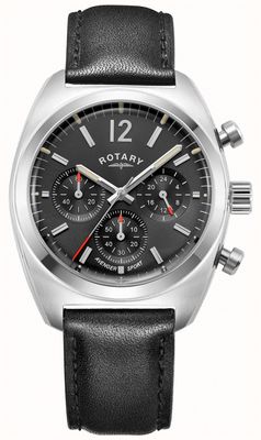 Rotary Sport vengeur masculin | chronographe | cadran noir | bracelet en cuir noir GS05485/65