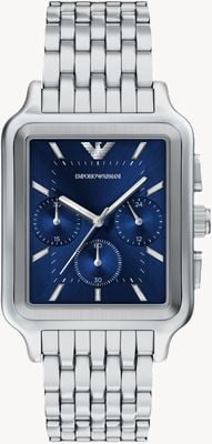 Emporio Armani Diego Chronograph (50 mm), blaues Zifferblatt / Edelstahlarmband AR11750