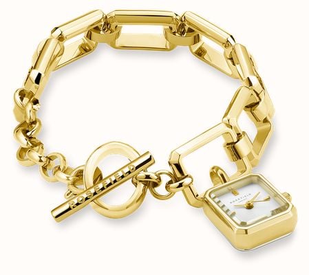Rosefield Studio Edition - Octagon Charm Chain (15mm) White Dial / Gold-Plated Stainless Steel Bracelet SWGSG-O52