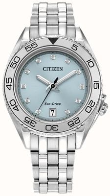 Citizen 女士钻石 |生态驱动 |蓝色表盘 |不锈钢手链 FE6161-54L