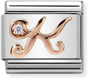 Nomination Classic Letter K 9ct Rose Gold & Steel Charm 430310/11