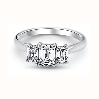 Bass Jewellery Platinum Emerald Trilogy Ring 1.03ct G Si J7378
