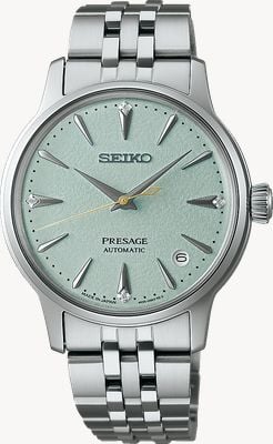Seiko Presage „Frozen Mojito“ Diamond Cocktail Time (34 mm) mintgrünes Zifferblatt / Edelstahlarmband SRPL63J1