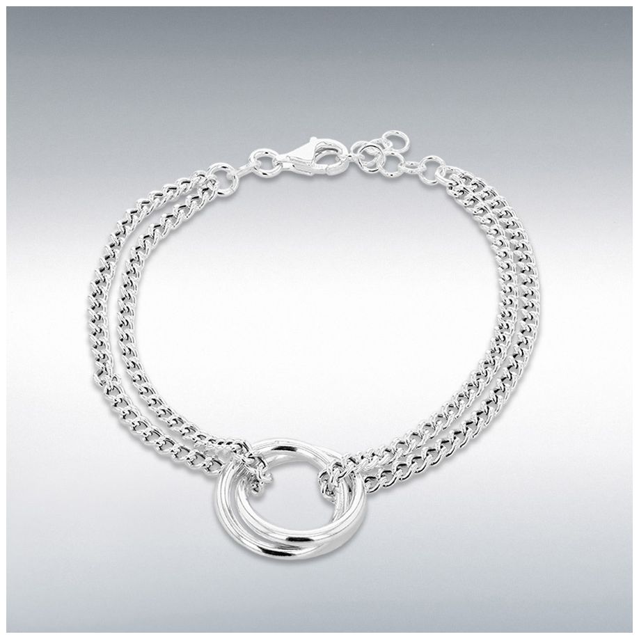 James Moore & Co Sterling Silver Linked-Rings Double-Curb Jewellery