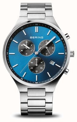 Bering Zegarek Titan | niebieska tarcza | tytanowa bransoletka 11743-707