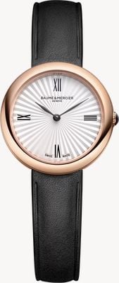 Baume & Mercier Joia de baume & mercier kwarcowy (28 mm) srebrzysta, satynowa tarcza / czarny pasek ze skóry cielęcej 10849