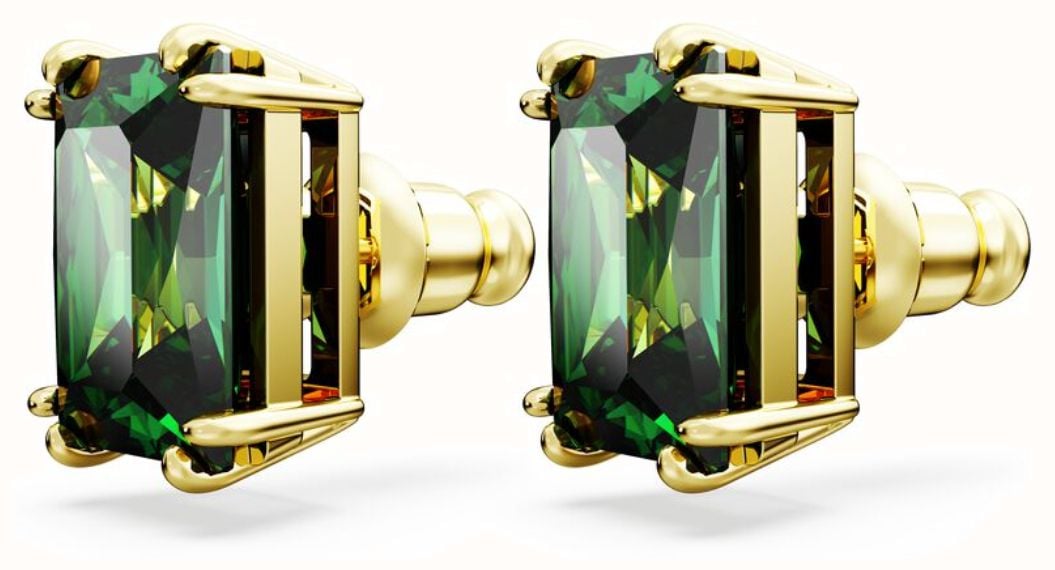 Swarovski Matrix Stud Earrings Gold Tone Plated Green Crystals 5677142 ...